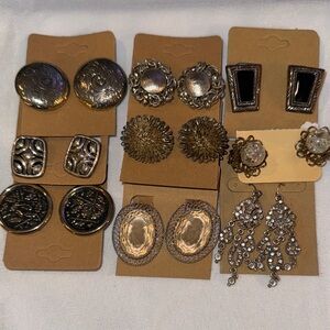 Vintage Silver and Black Women's Earrings